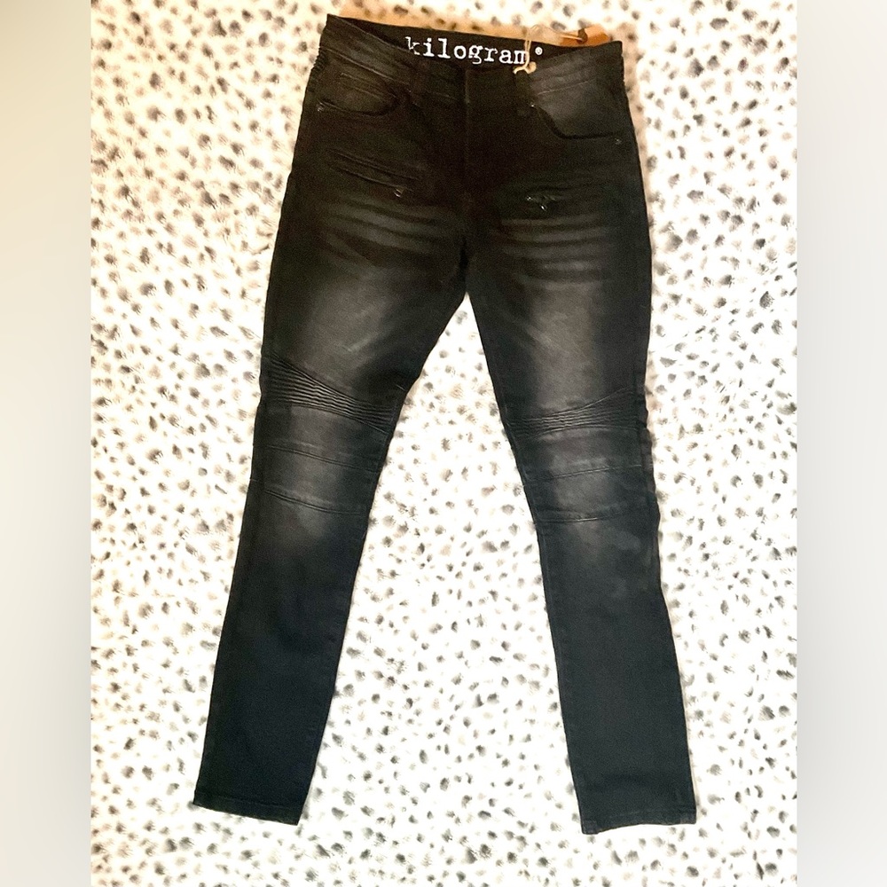 MENS KILOGRAM MOTOR BIKER DENIM JEANS